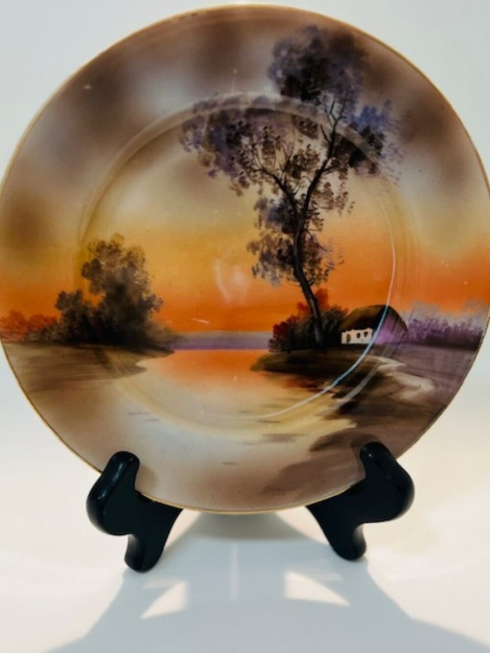 Vintage Noritake Hand Paint "Tree by Meadow" 7.5" Round Salad Plate